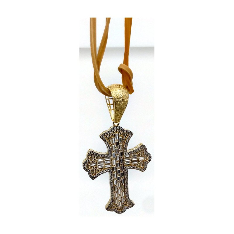 Medalla cruz blanca de oro 18k